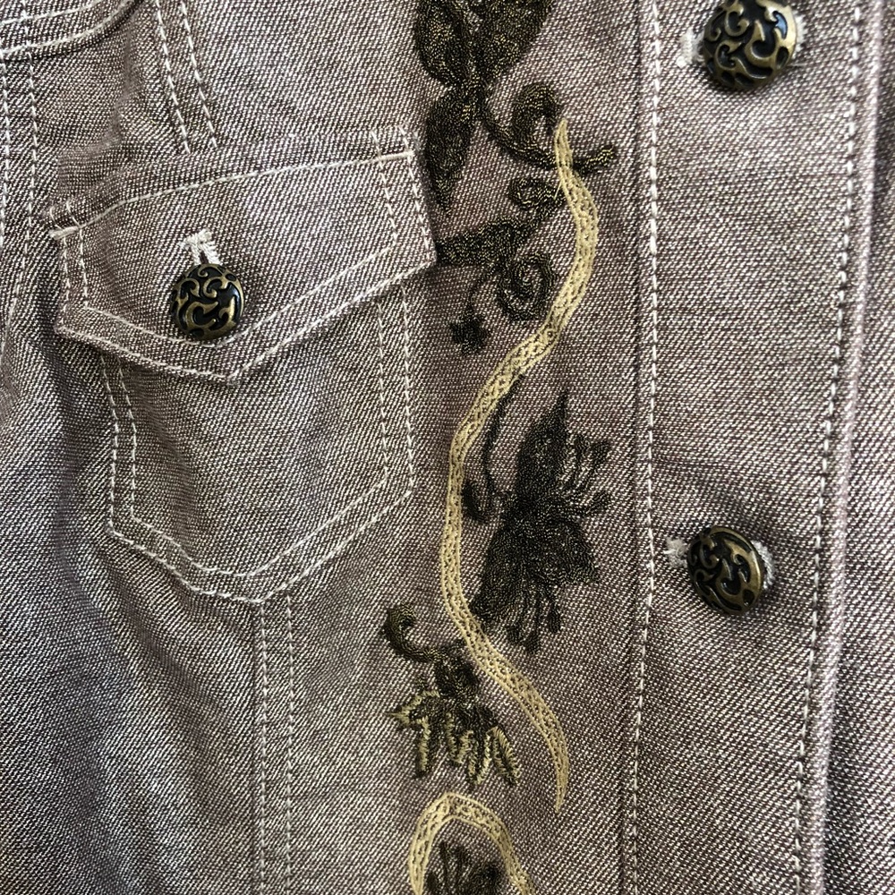 Chico's Sparkle Jacket Brown Embroidered Stitched - Picture 3 of 8